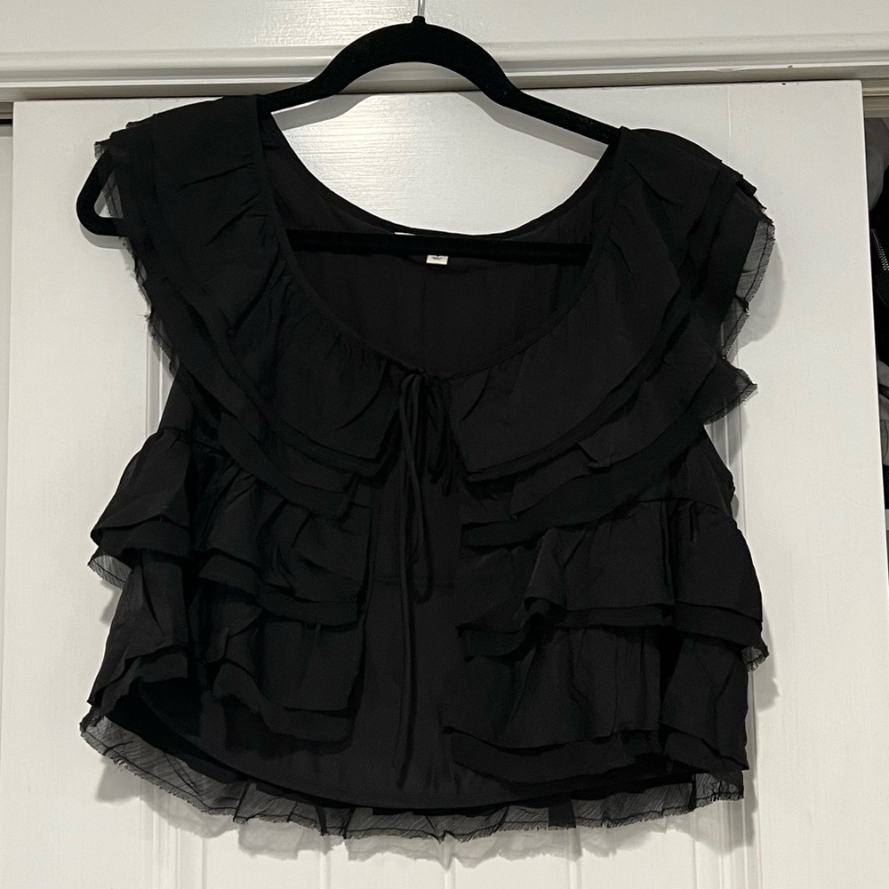 Black Ruffle Top - Picture 3 of 3